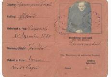 Papierener Ausweis 1918 mit Passfoto einer weiblichen Person